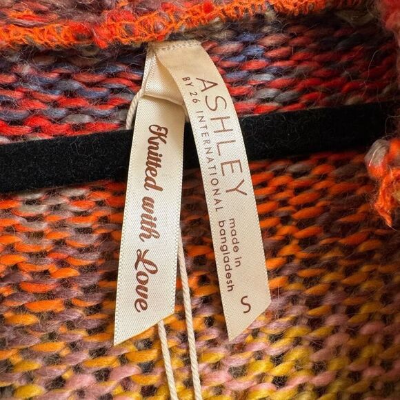 Ashley By 26 International Boho Rainbow Yarn Cardigan Sweater Small NWT - Picture 3 of 7